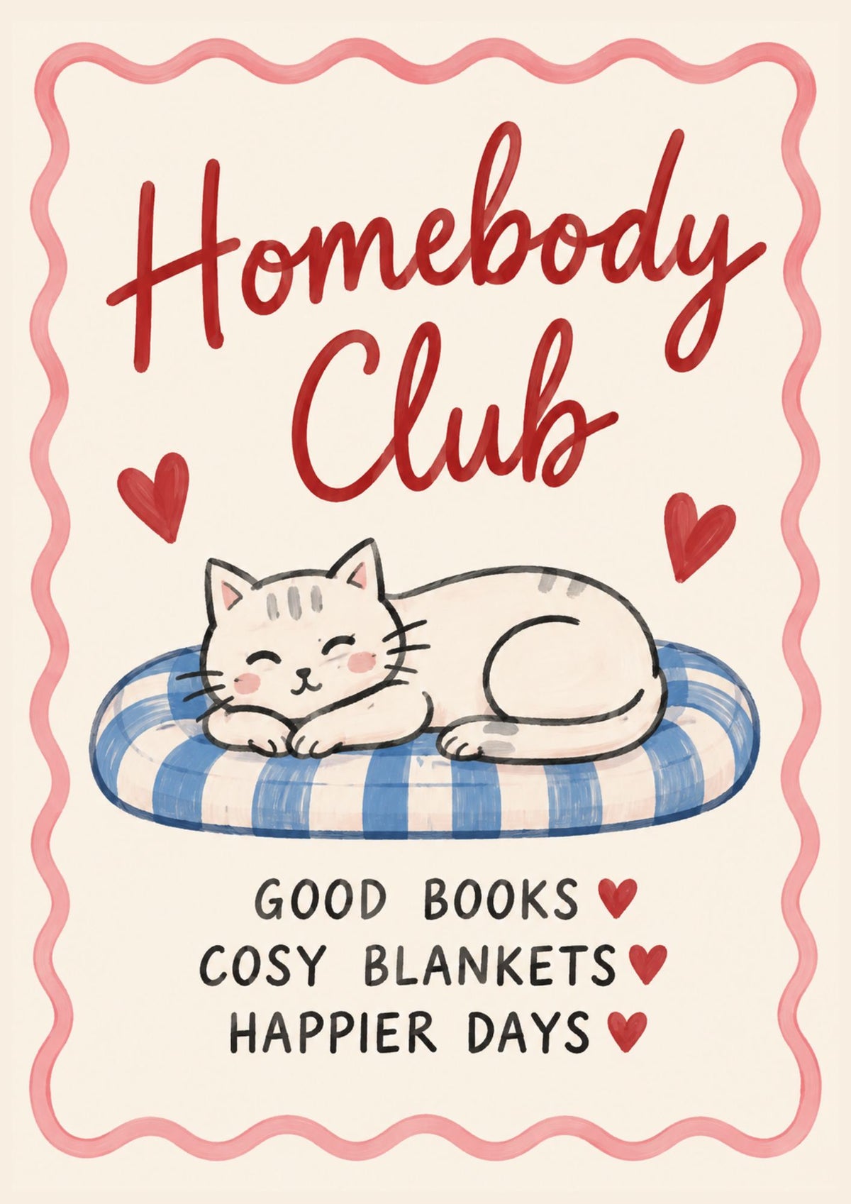 Homebody Club Art Print – Cosy Cat Wall Art