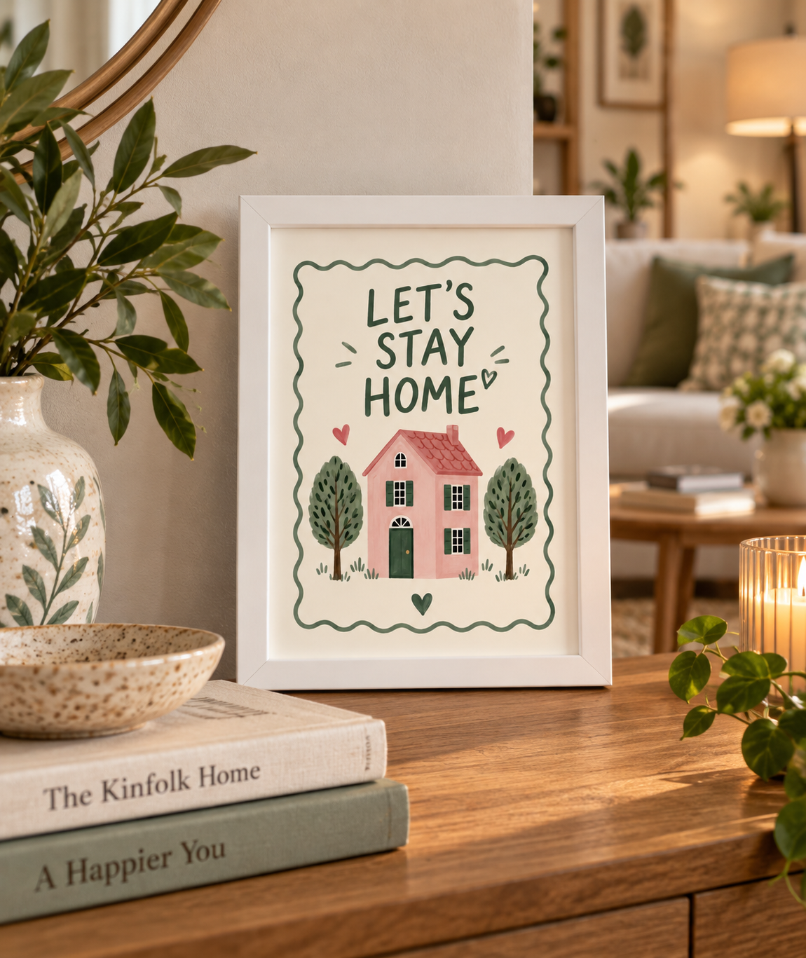 Let’s Stay Home Art Print – Cosy Home Wall Art