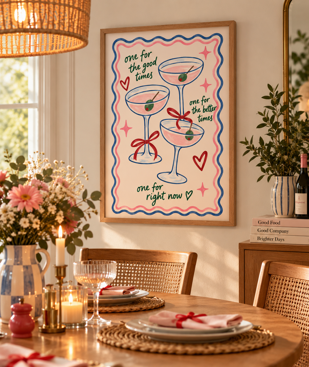 One for the Good Times Cocktail Art Print – Fun Martini Wall Art