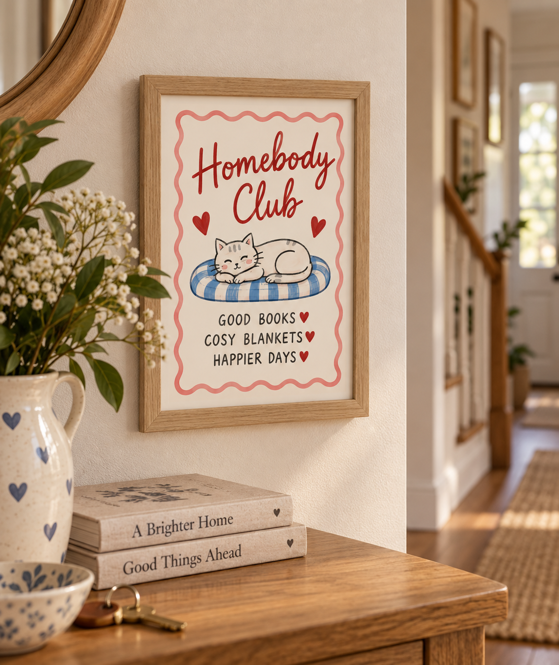 Homebody Club Art Print – Cosy Cat Wall Art