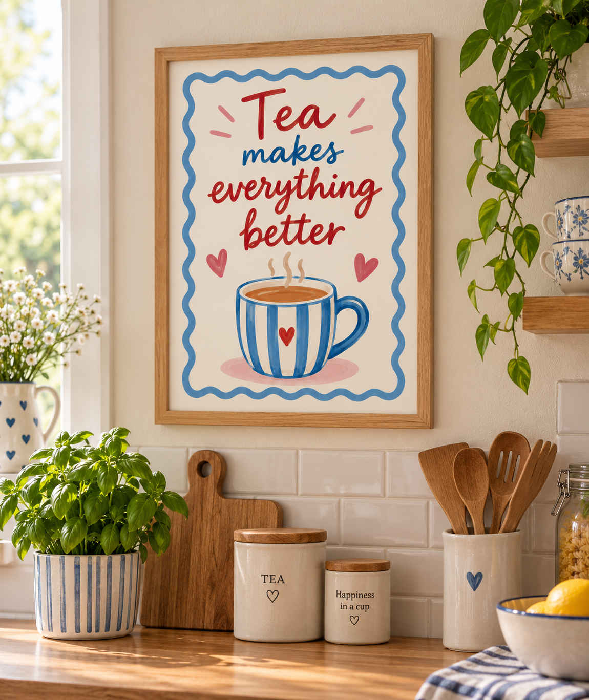 Tea Makes Everything Better Art Print – Colourful Kitchen Wall Art