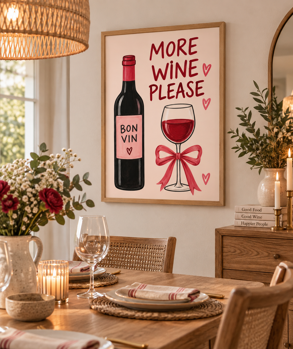 More Wine Please Art Print – Fun Wine Lover Wall Art