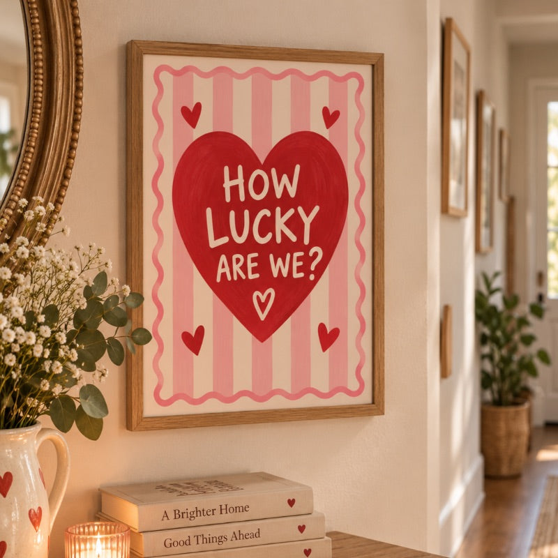 How Lucky Are We? Heart Print A5 A4 A3 Art Print