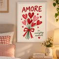 Amore Art Print – Romantic Heart Flower Bouquet Wall Art