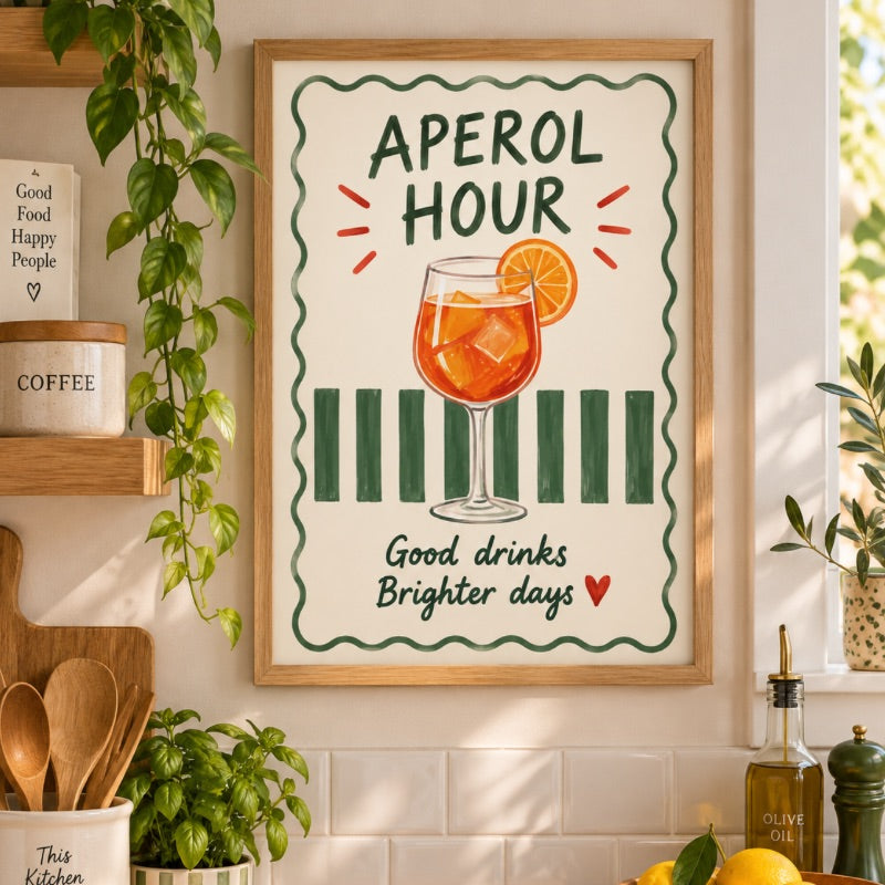 Aperol Hour Art Print – Colourful Spritz Cocktail Wall Art
