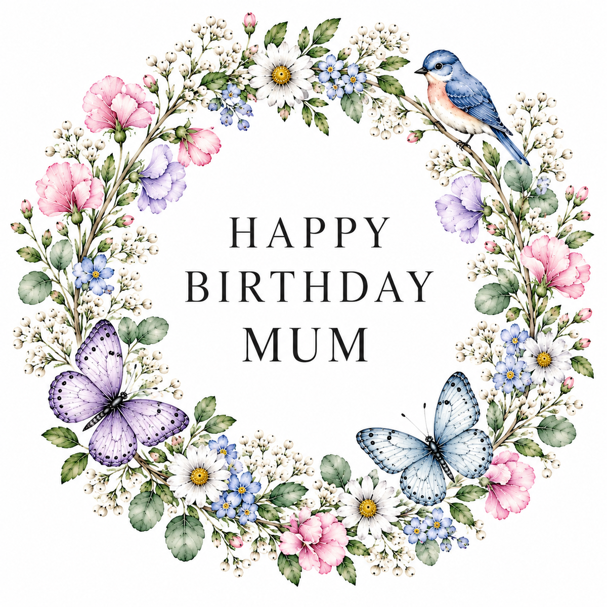 Wild Blooms Happy Birthday Mum Card