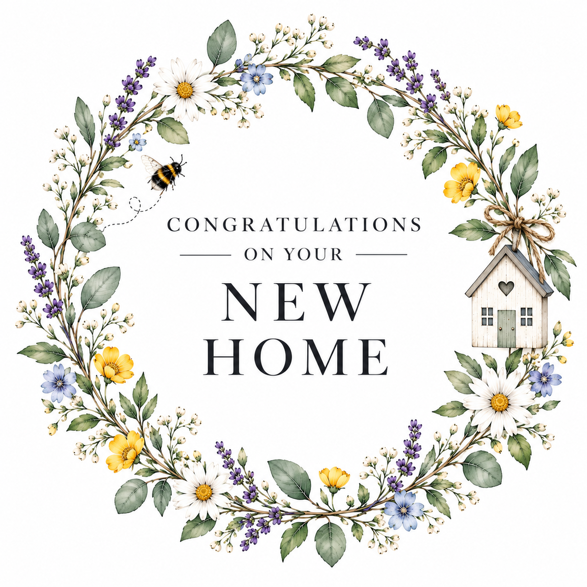 Wild Blooms Congratulations on Your New Home Card