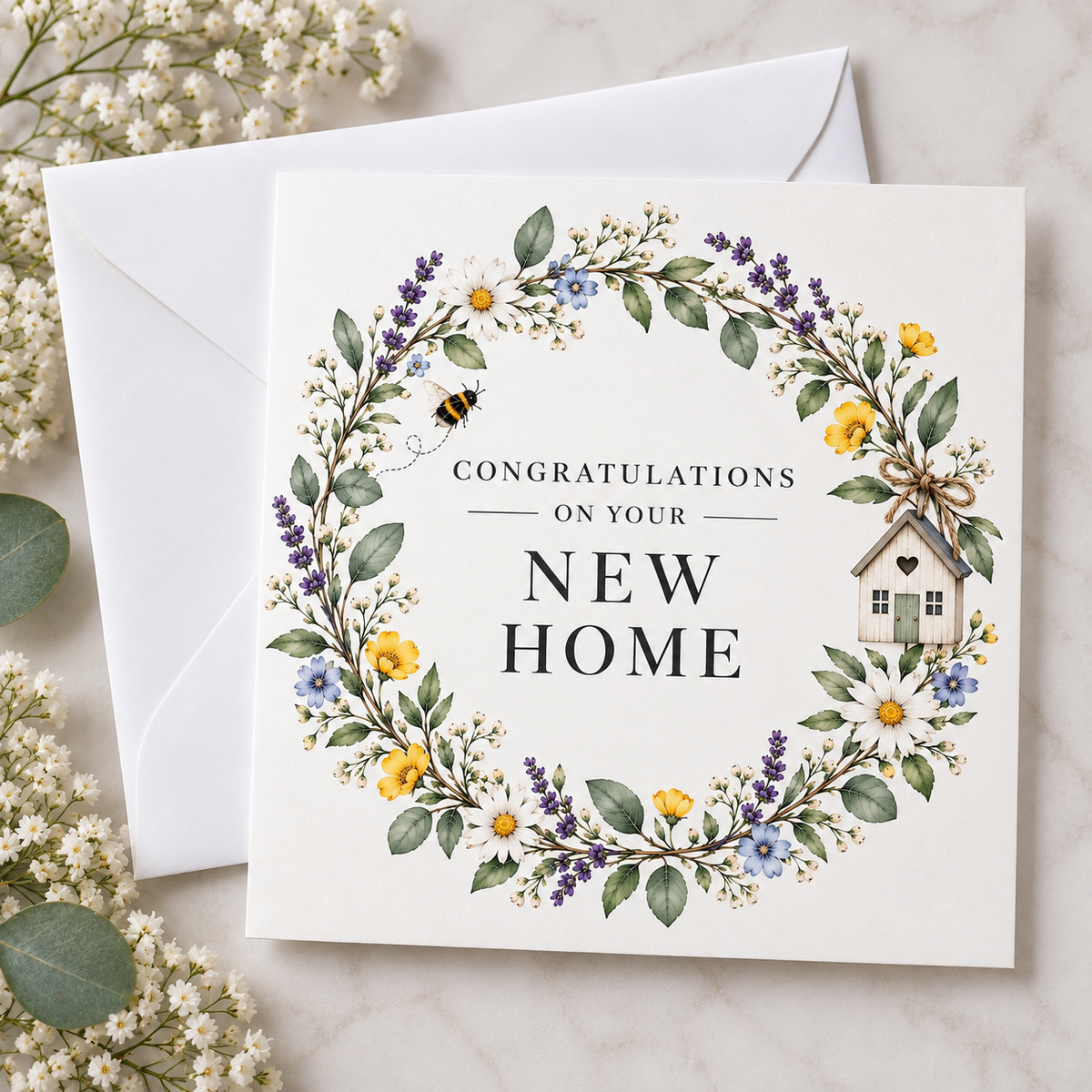 Wild Blooms Congratulations on Your New Home Card