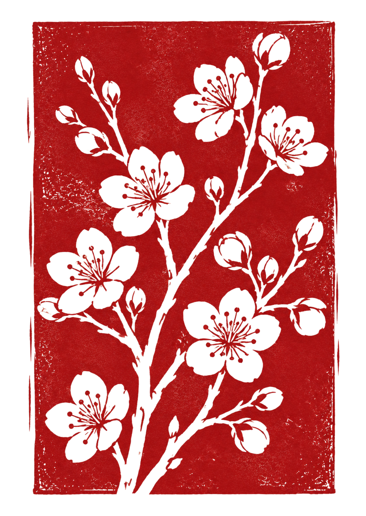 Botanical Cherry Blossom Greeting Card