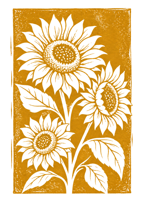 Botanical Sunflower Greeting Card