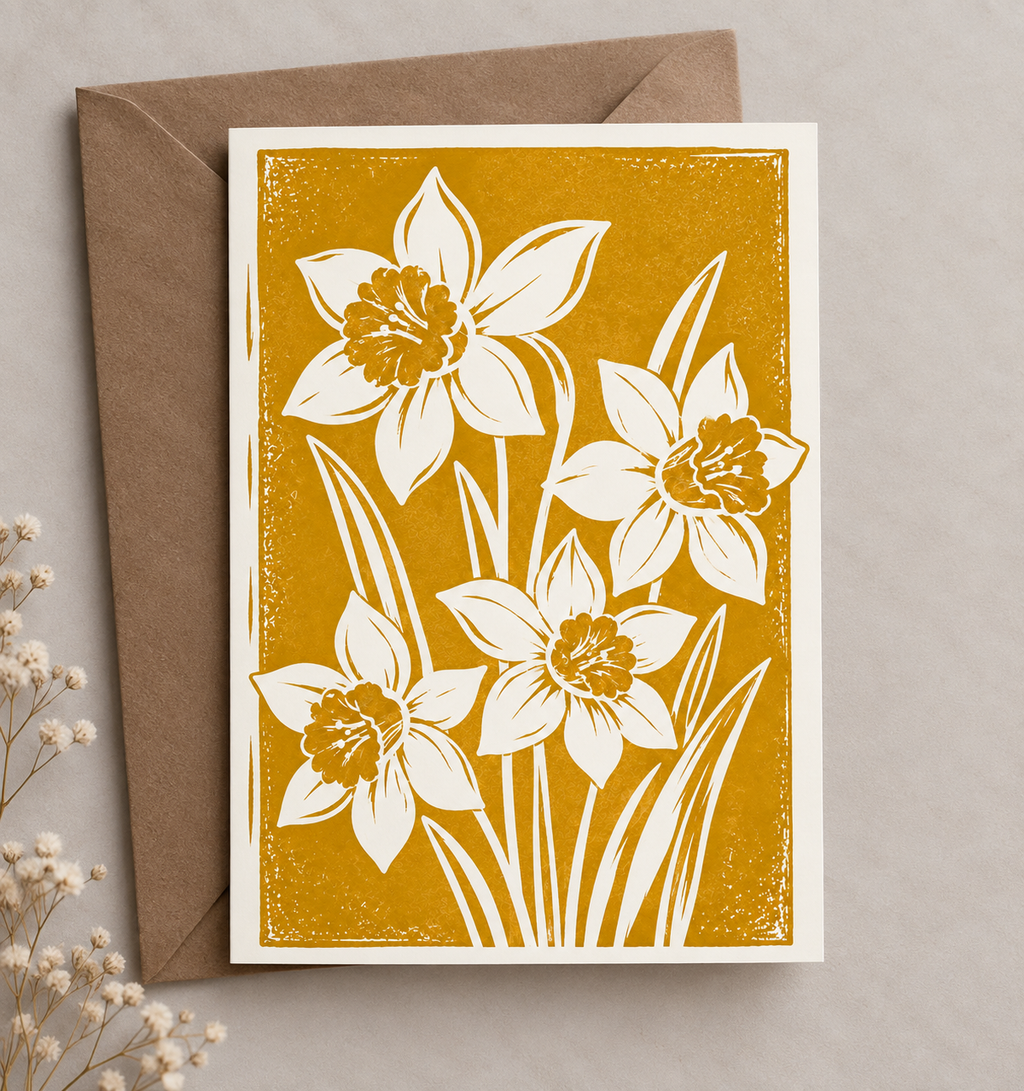Botanical Daffodil Greeting Card