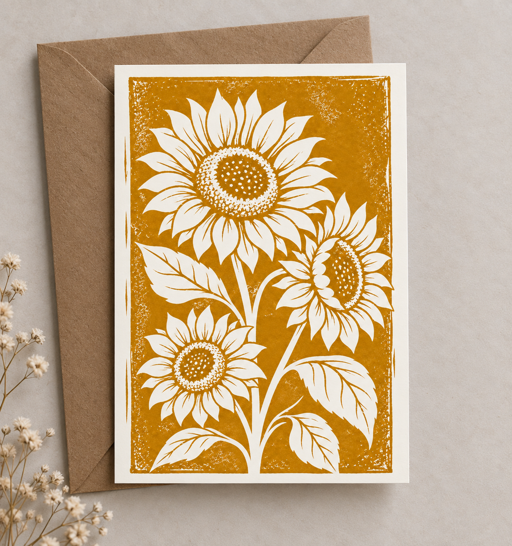 Botanical Sunflower Greeting Card