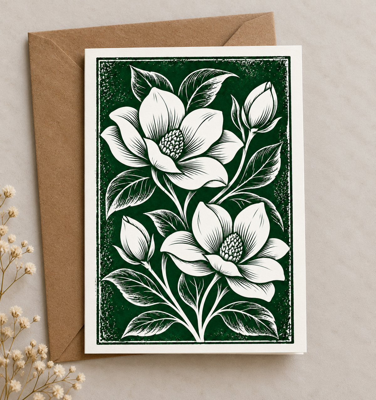 Botanical Magnolia Greeting Card