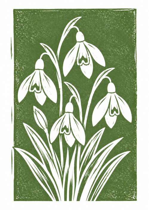 Botanical Snowdrop Greeting Card
