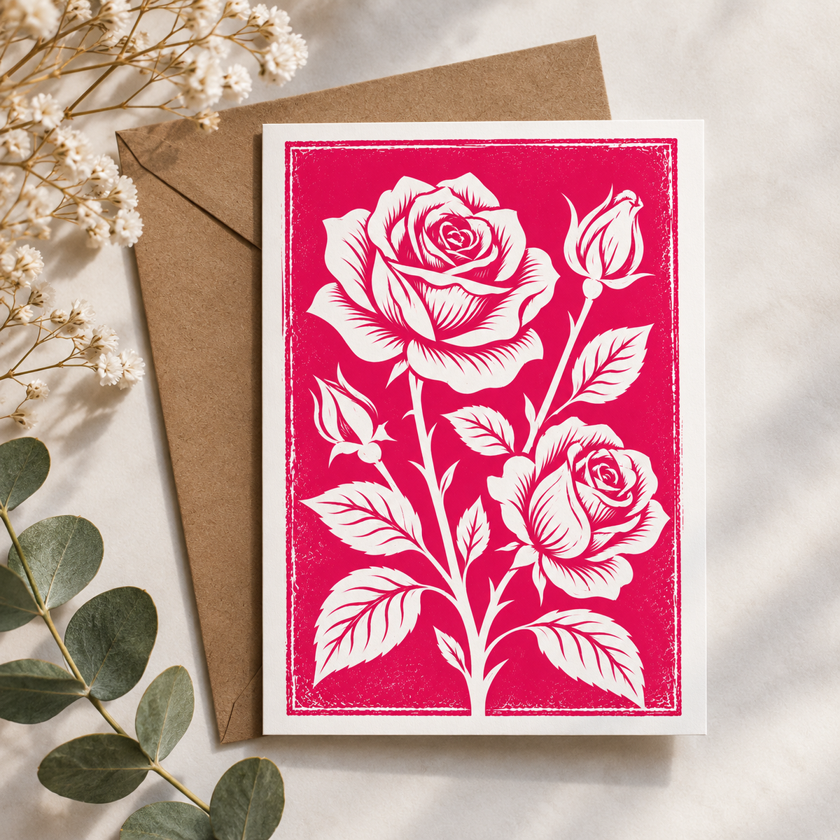 Botanical Rose Greeting Card