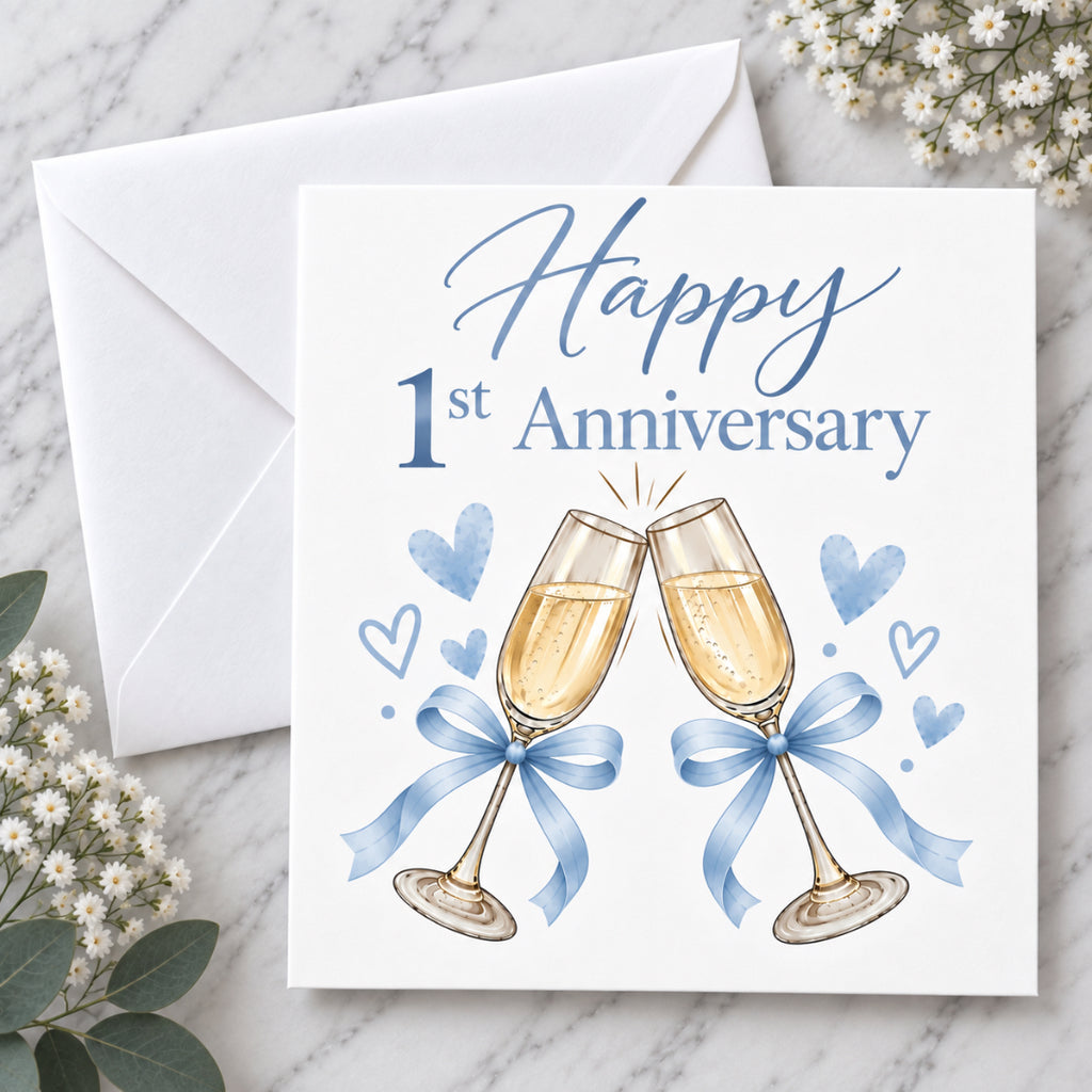 Cheers to One Year - 1st Anniversary Card