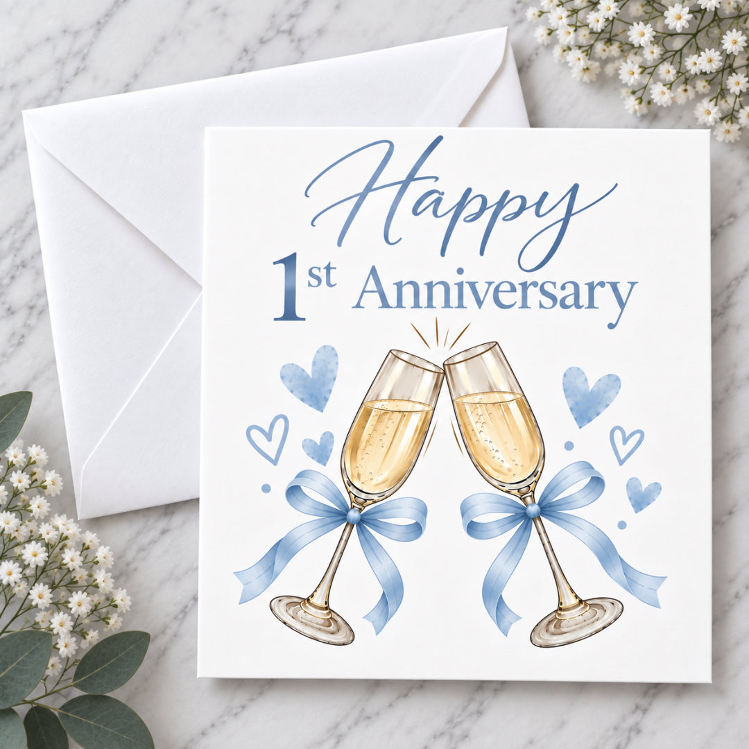 Cheers to One Year - 1st Anniversary Card