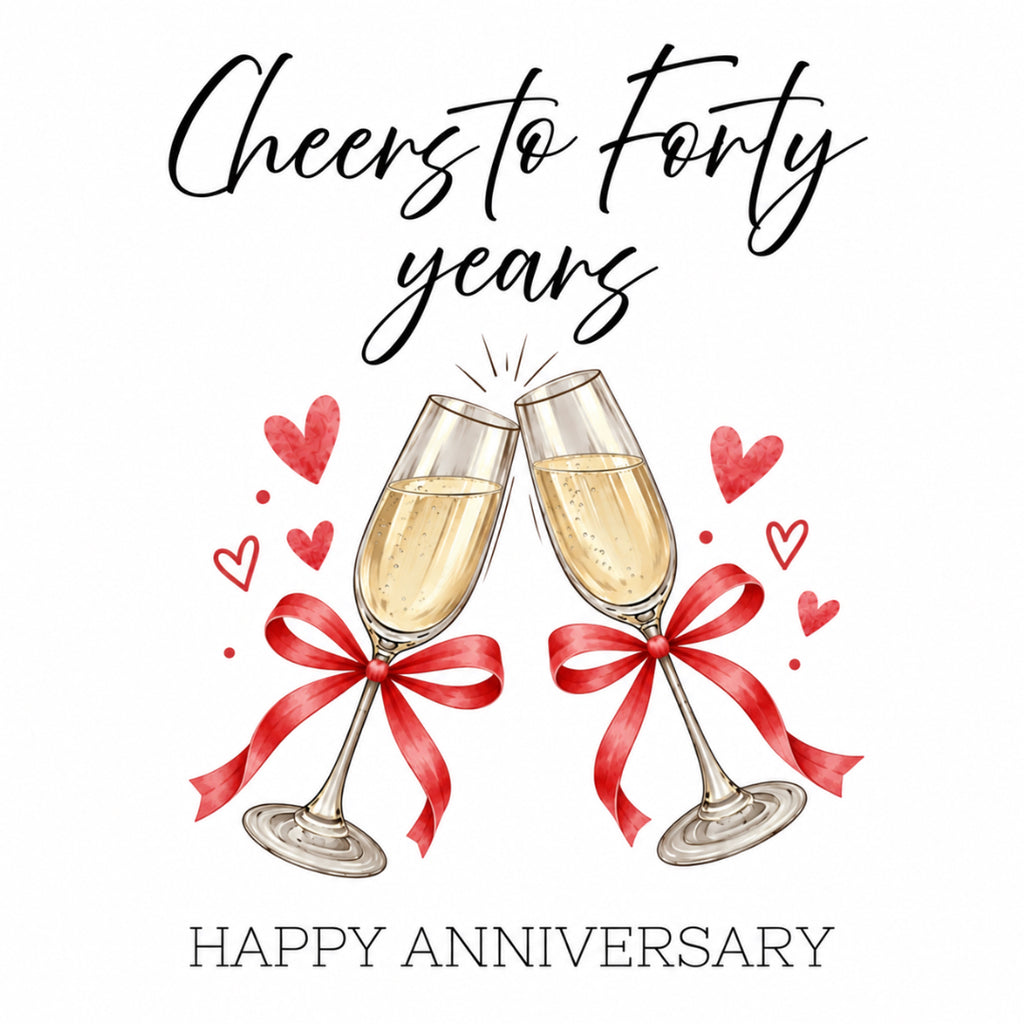Cheers to Forty Years - 40th Anniversary Card