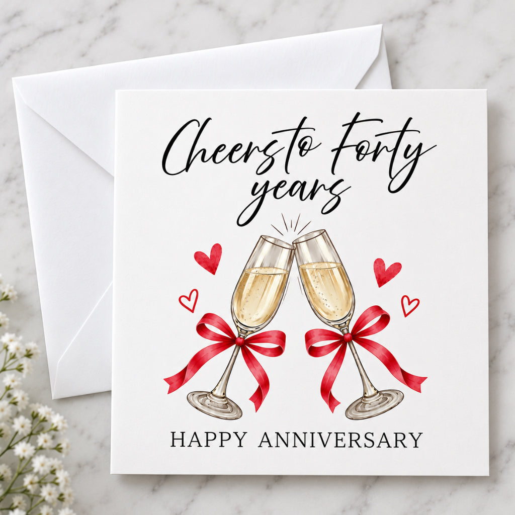 Cheers to Forty Years - 40th Anniversary Card