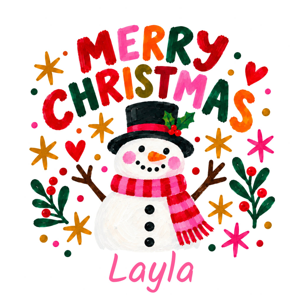 Personalised Merry Christmas Snowman Card