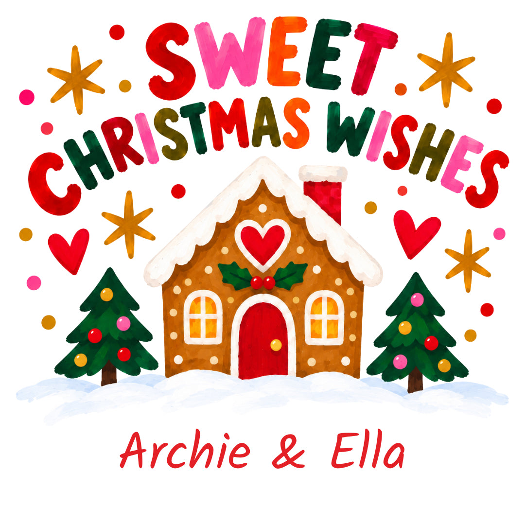 Personalised Sweet Christmas Wishes Card – Gingerbread House