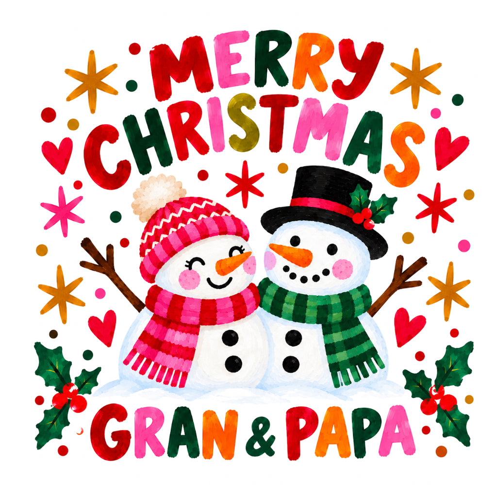 Merry Christmas Gran & Papa – Snowman Christmas Card