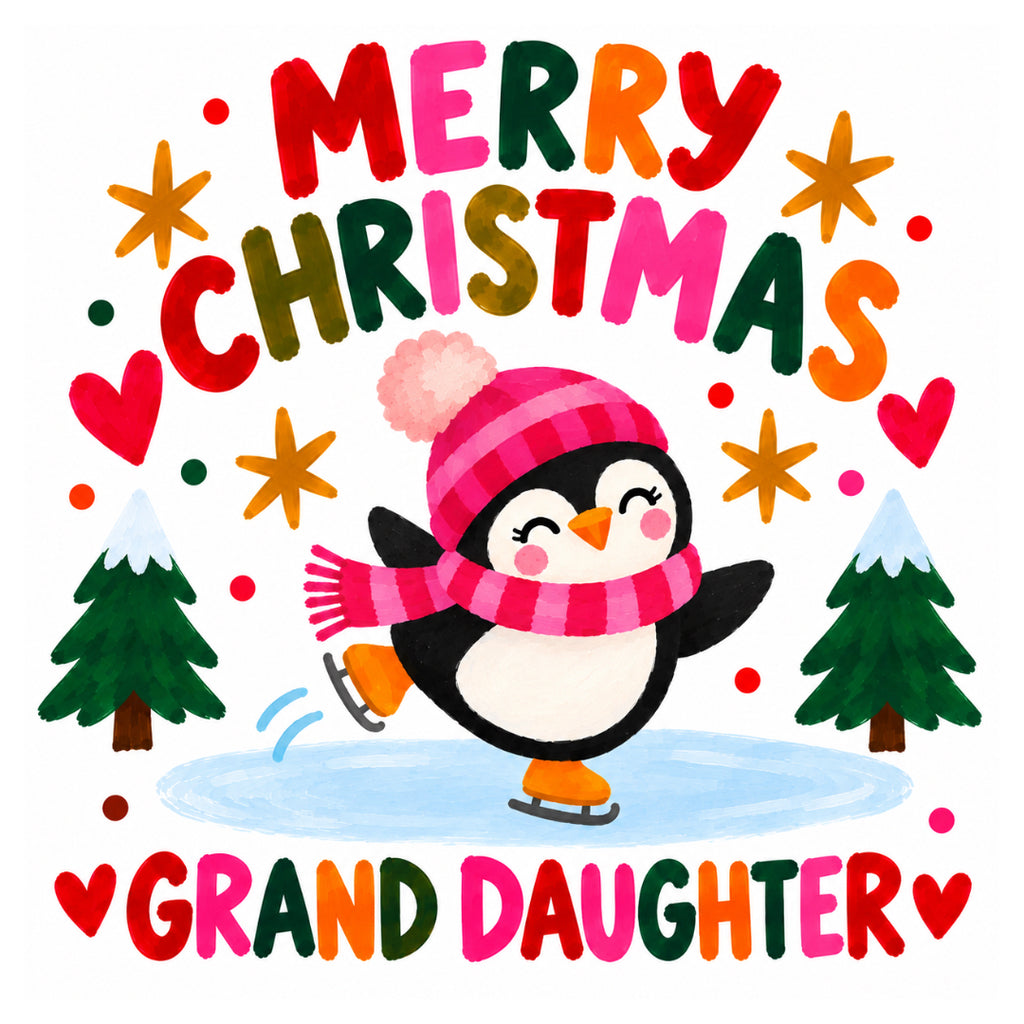 Merry Christmas Granddaughter – Penguin Christmas Card