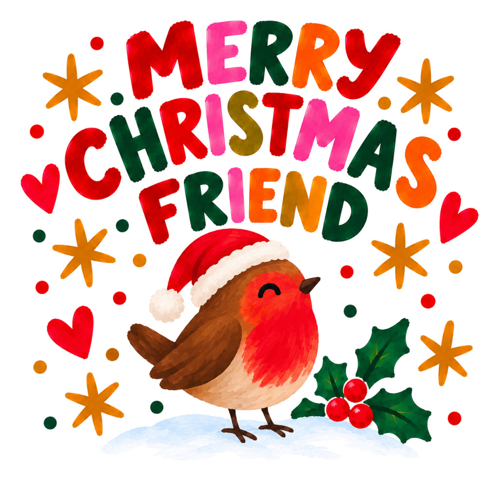 Merry Christmas Friend – Robin Christmas Card