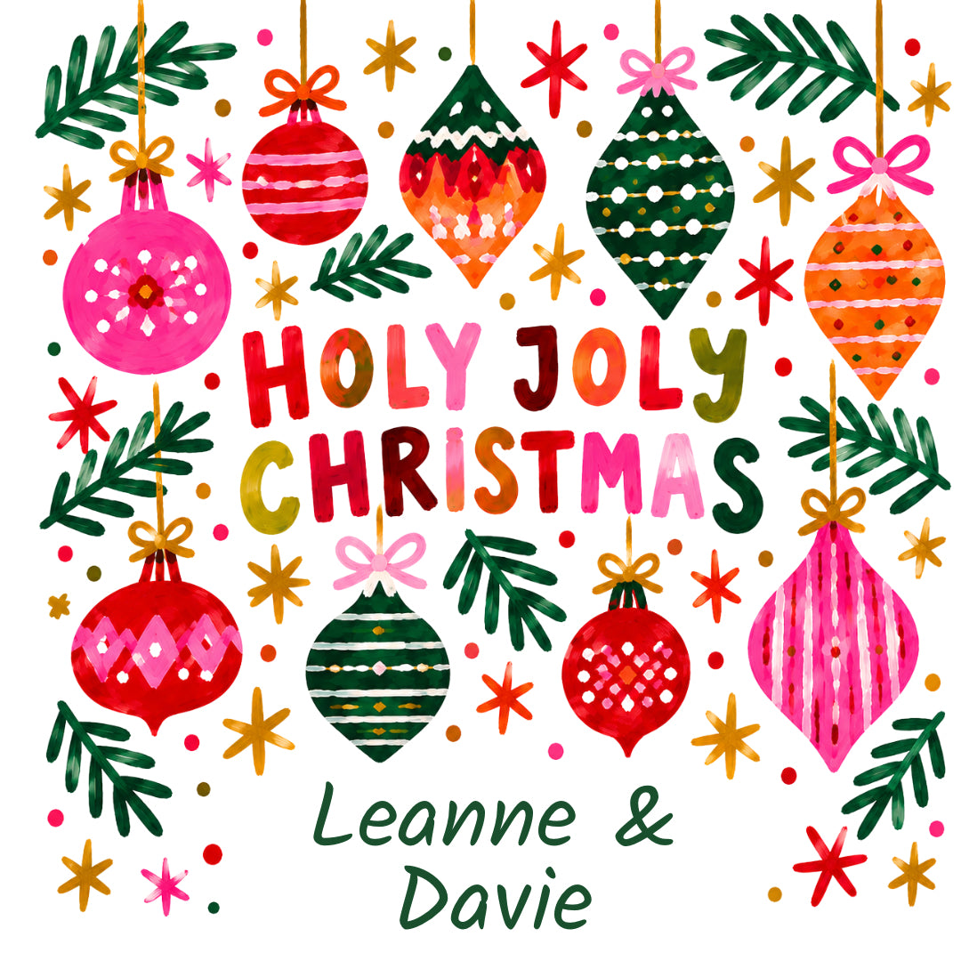Personalised Holly Jolly Christmas Bauble Card