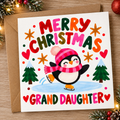 Merry Christmas Granddaughter – Penguin Christmas Card