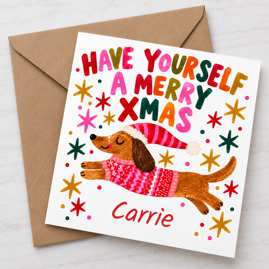 Personalised “Have Yourself a Merry Xmas” Dog Christmas Card