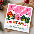 Personalised Family Christmas Card – Colourful Winter Houses