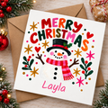 Personalised Merry Christmas Snowman Card