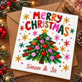 Personalised Hand-Painted Merry Christmas Card – Christmas Tree Design