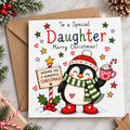 Daughter Christmas Card – Cute Penguin Design