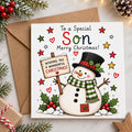 Son Christmas Card – Cute Snowman Design