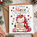 Niece Christmas Card – Cute Unicorn Design