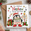Nephew Christmas Card – Cute Festive Penguin Design