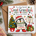 Great Grandson Christmas Card – Cute Penguin Design