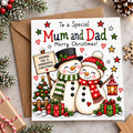 Mum & Dad Christmas Card – Cute Snowman Couple