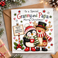 Granny & Papa Christmas Card – Cute Penguin & Reindeer Design