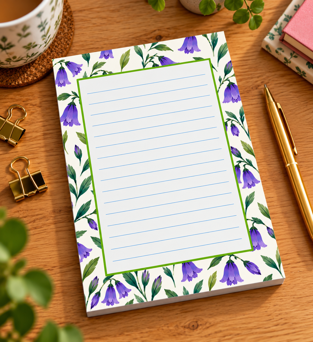Thistle & Bell Collection Bluebell Sprig Notebook –
 – 6 × 9”