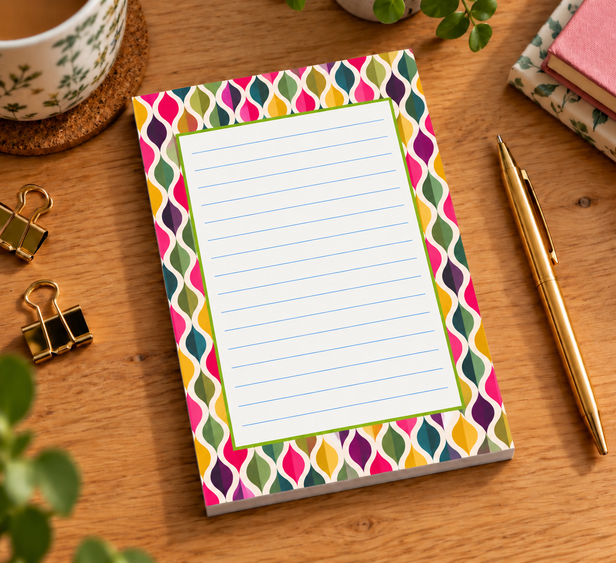 Thistle & Bell Collection - Botanical Grove A6 Floral Note Pad, To Do List