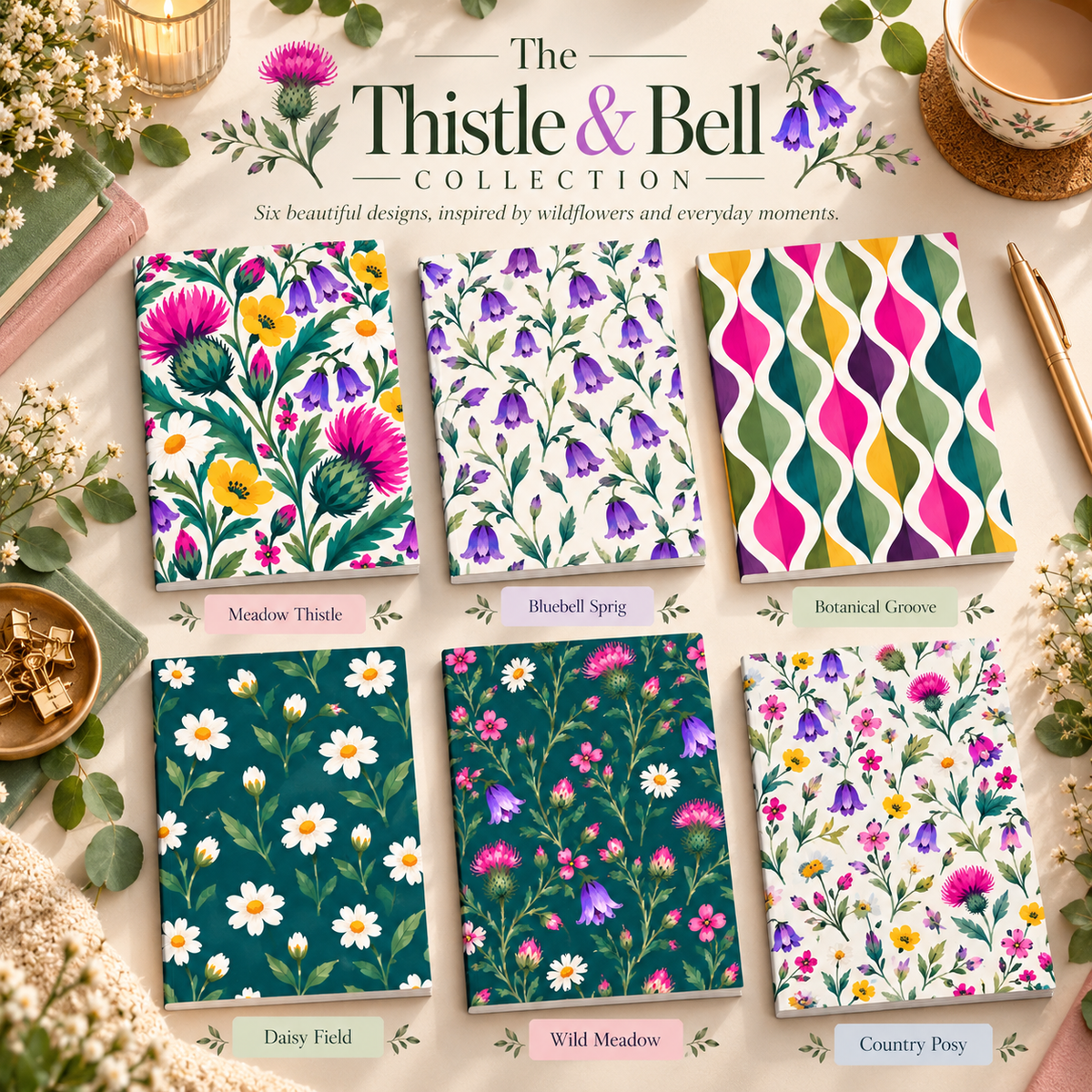 Thistle & Bell Collection - Wild Meadow A6 Note Pad, To Do List