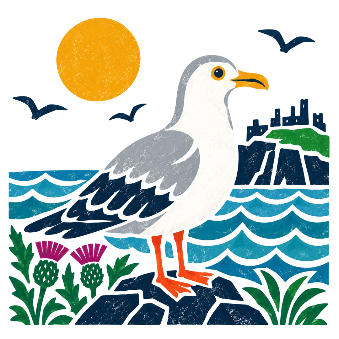 Bonnie Scotland Seagull- Greeting Card
