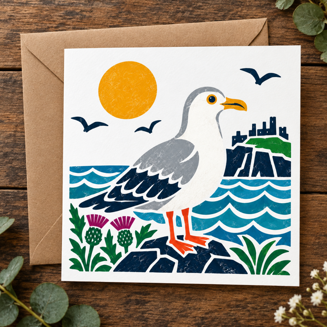 Bonnie Scotland Seagull- Greeting Card