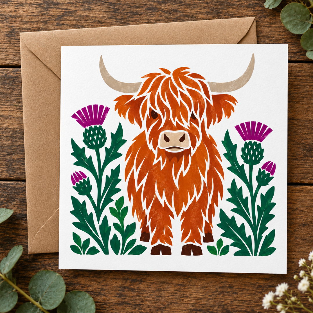 Bonnie Scotland Highland Cow - Greeting Card
