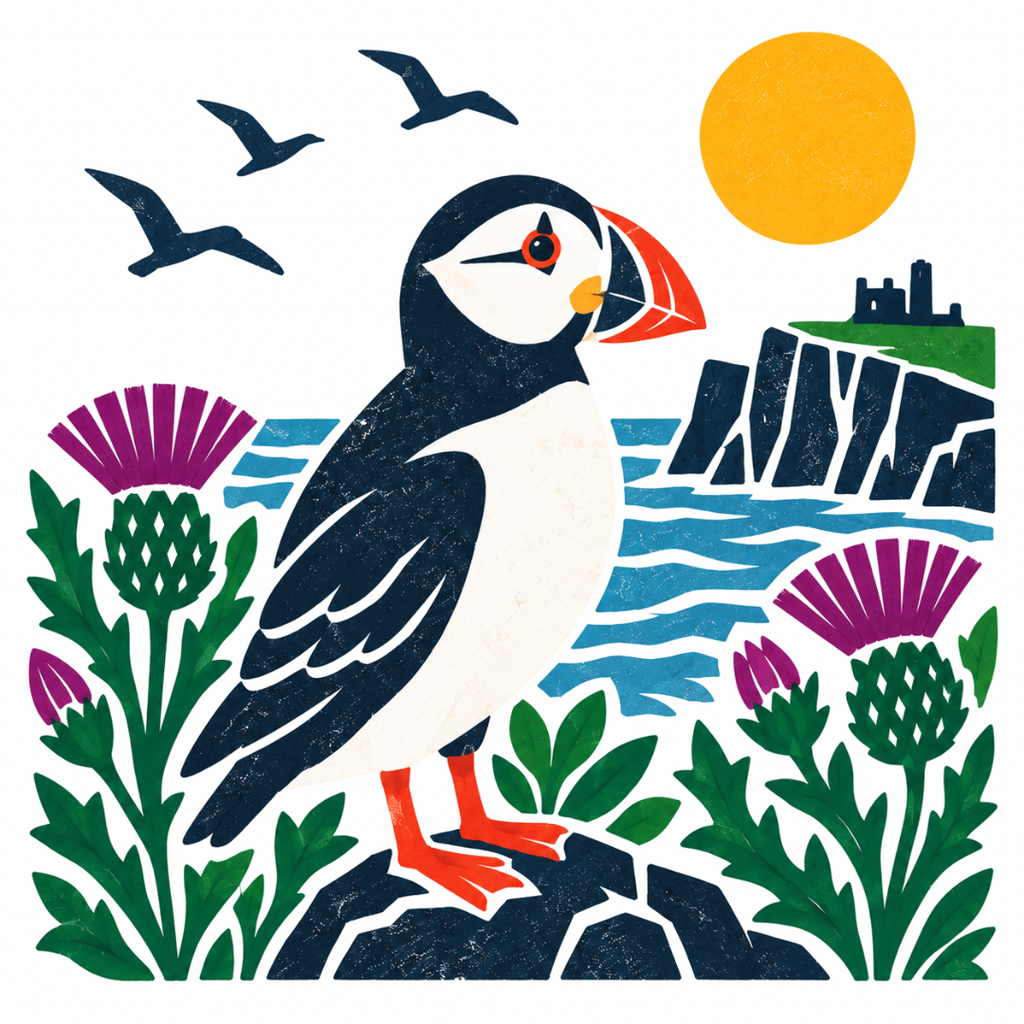 Bonnie Scotland Scottish Puffin - Greeting Card