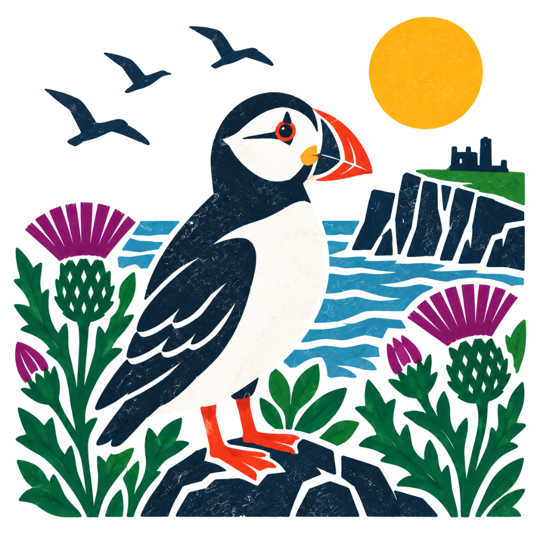Bonnie Scotland Scottish Puffin - Greeting Card