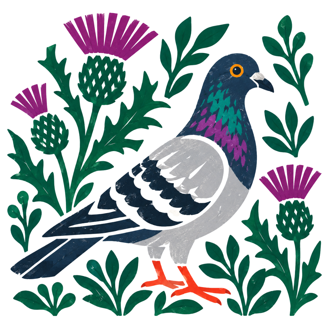 Bonnie Scotland Pigeon - Greeting Card